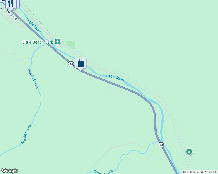 map of restaurants, bars, coffee shops, grocery stores, and more near 1251 Main Street in Minturn