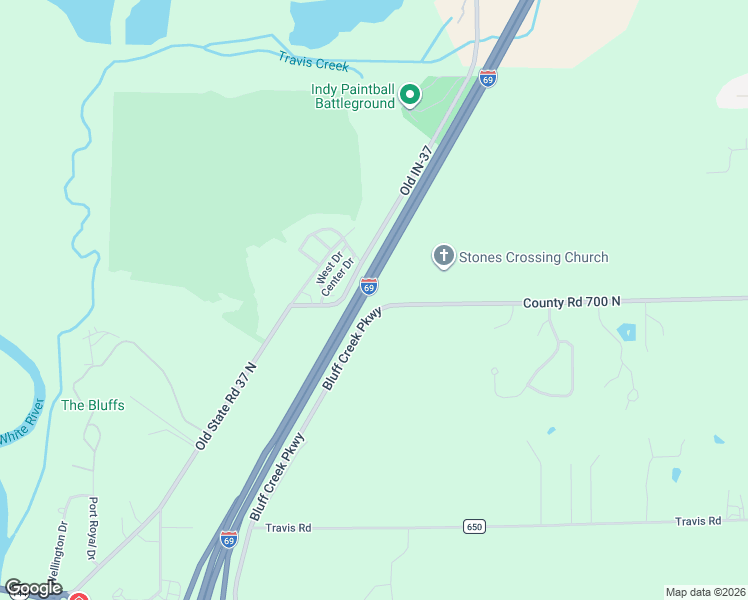 map of restaurants, bars, coffee shops, grocery stores, and more near 7156 County Road 700 North in Greenwood