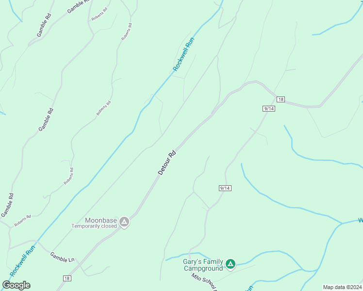 map of restaurants, bars, coffee shops, grocery stores, and more near Detour Road in Great Cacapon