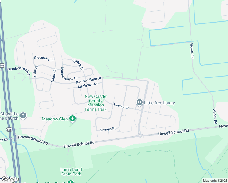 map of restaurants, bars, coffee shops, grocery stores, and more near 138 Bernice Drive in Bear