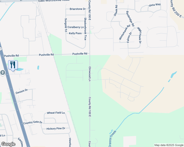 map of restaurants, bars, coffee shops, grocery stores, and more near 2867 South Emerson Avenue in Greenwood