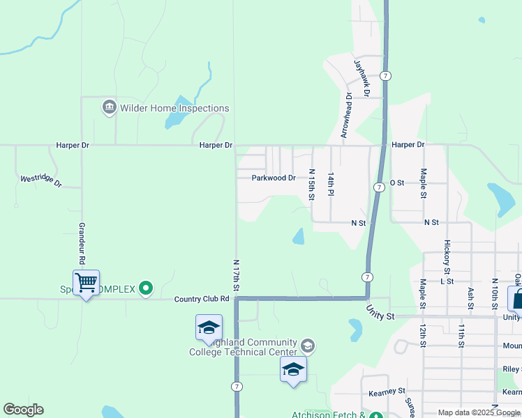 map of restaurants, bars, coffee shops, grocery stores, and more near 1322 North 17th Street in Atchison