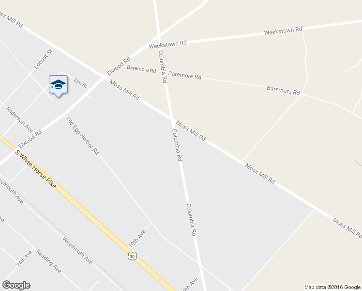 map of restaurants, bars, coffee shops, grocery stores, and more near 725 Columbia Road in Egg Harbor City