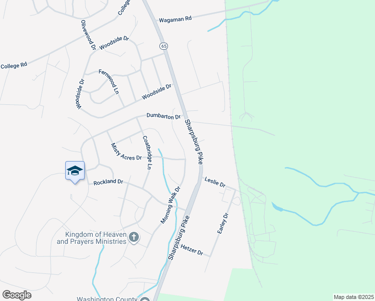 map of restaurants, bars, coffee shops, grocery stores, and more near 9611 Morning Walk Drive in Hagerstown