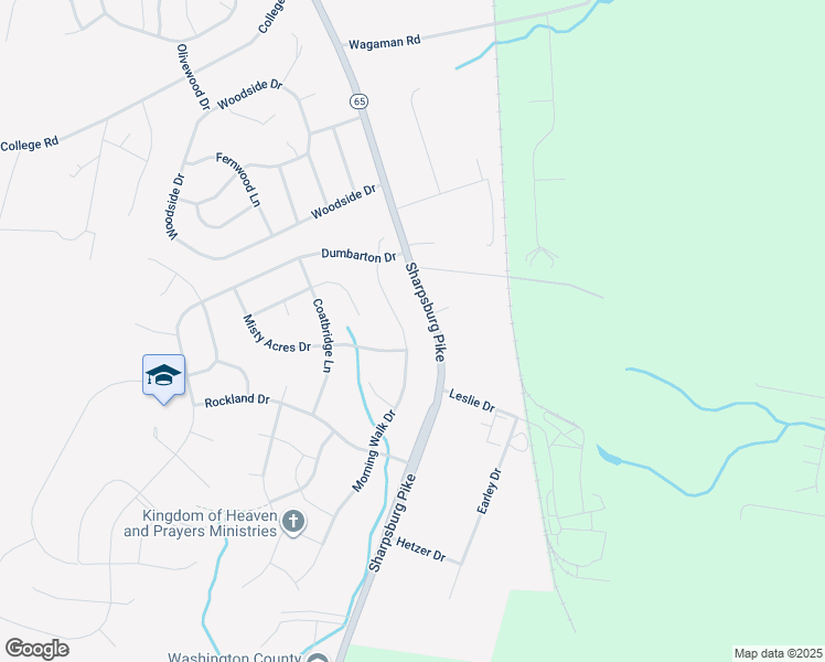 map of restaurants, bars, coffee shops, grocery stores, and more near 9611 Morning Walk Drive in Hagerstown