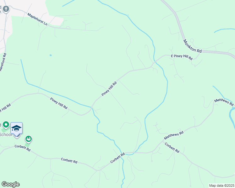 map of restaurants, bars, coffee shops, grocery stores, and more near 1123 Piney Hill Road in Monkton