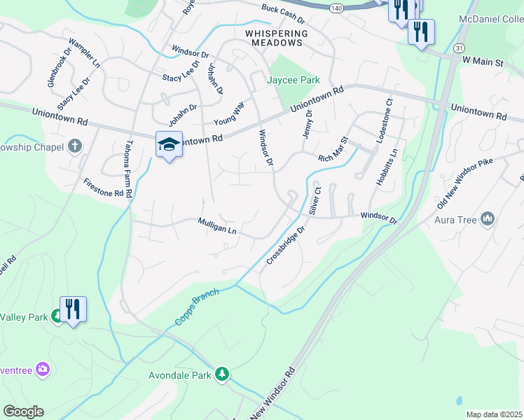 map of restaurants, bars, coffee shops, grocery stores, and more near 43 Wttr Lane in Westminster