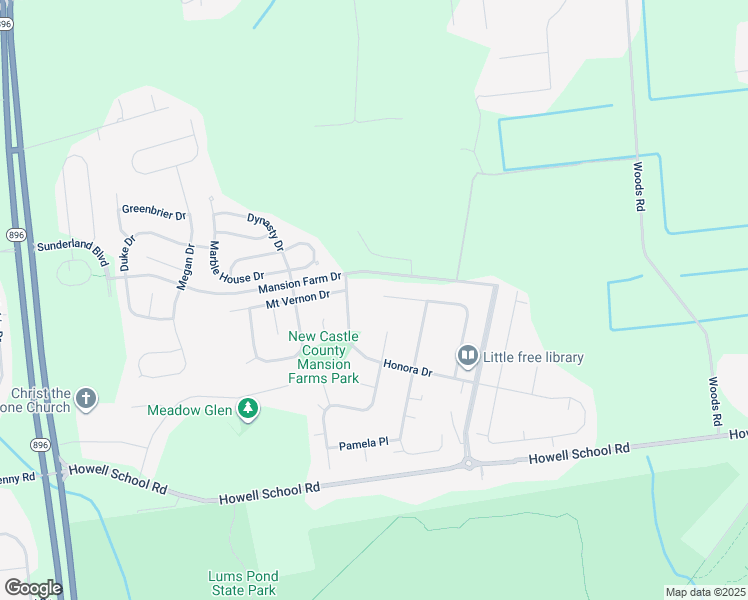 map of restaurants, bars, coffee shops, grocery stores, and more near 138 Bernice Drive in Bear