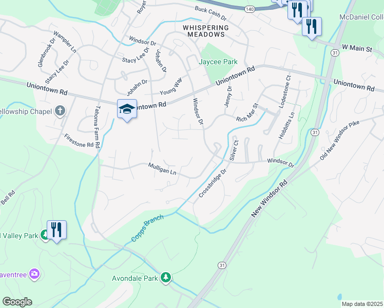 map of restaurants, bars, coffee shops, grocery stores, and more near 41 WTTR Lane in Westminster