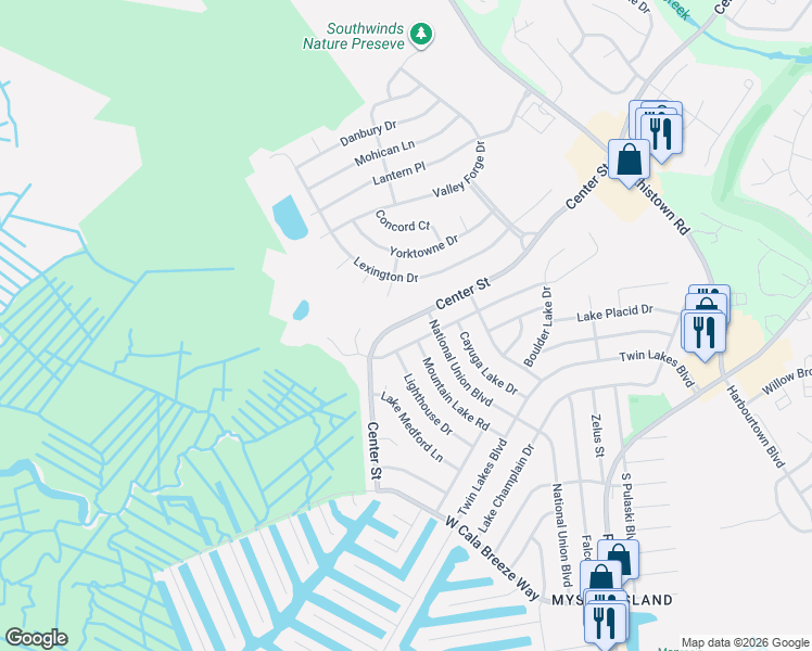 map of restaurants, bars, coffee shops, grocery stores, and more near 956 Center Street in Ocean County