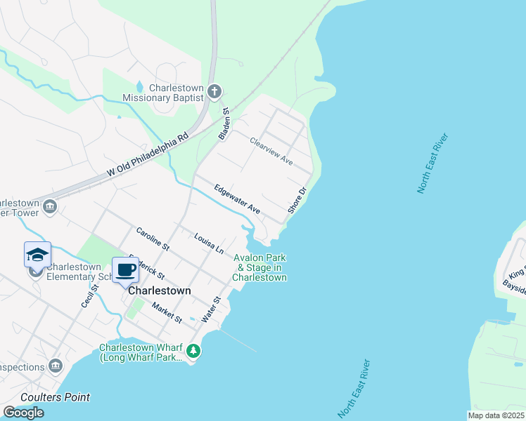 map of restaurants, bars, coffee shops, grocery stores, and more near 22 Edgewater Avenue in North East