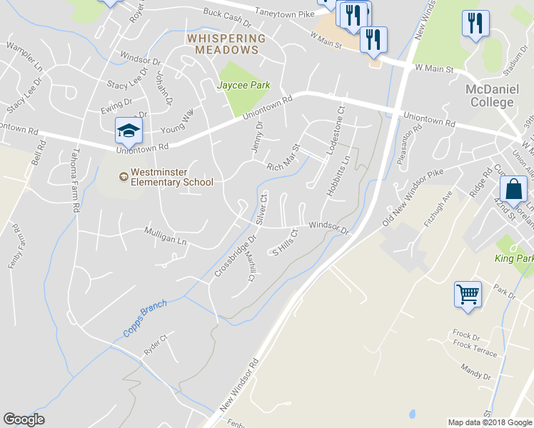 map of restaurants, bars, coffee shops, grocery stores, and more near 481 Silver Court in Westminster