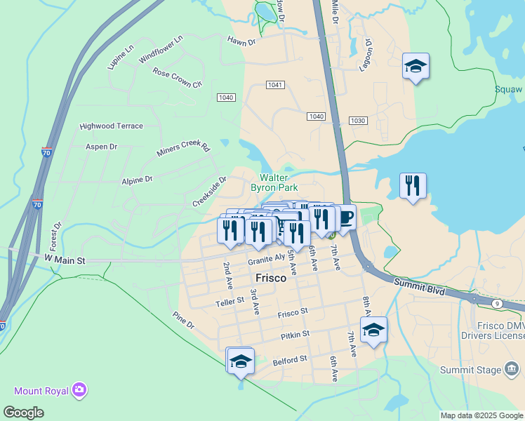 map of restaurants, bars, coffee shops, grocery stores, and more near 196 4th Avenue in Frisco