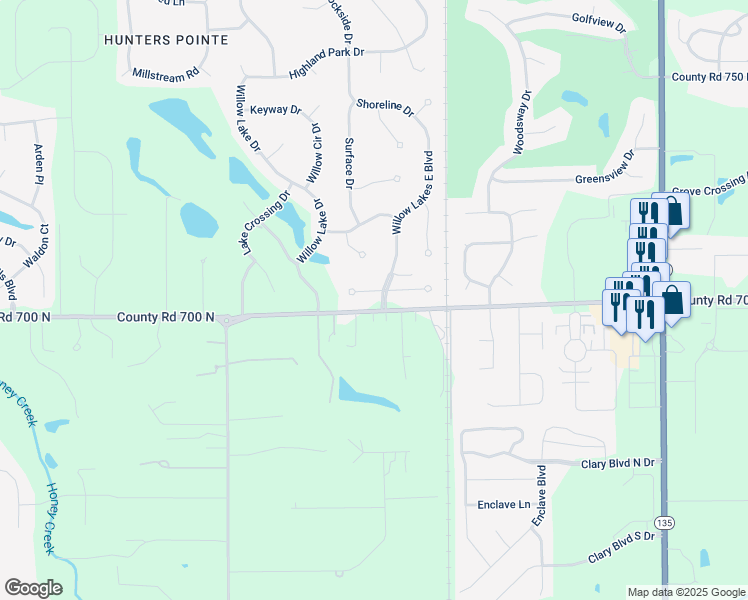 map of restaurants, bars, coffee shops, grocery stores, and more near 3563 Stones Crossing Road West in Greenwood