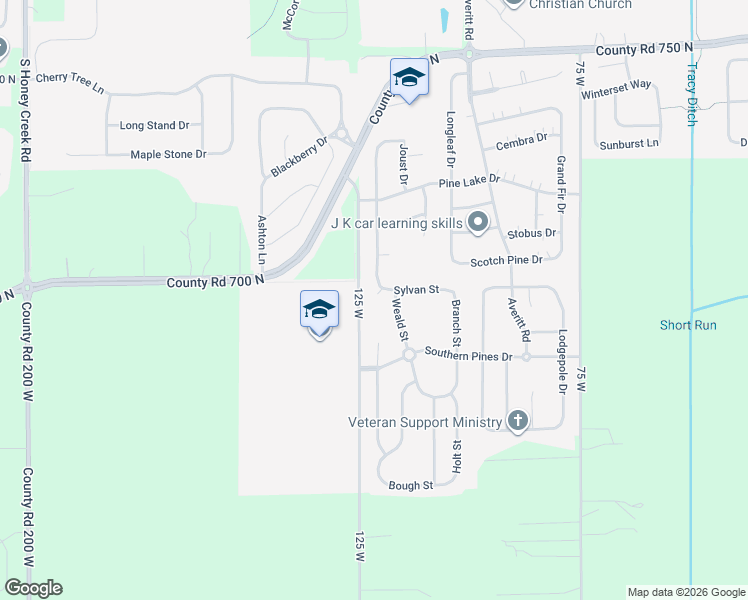 map of restaurants, bars, coffee shops, grocery stores, and more near 2842 Monarchy Lane in Whiteland