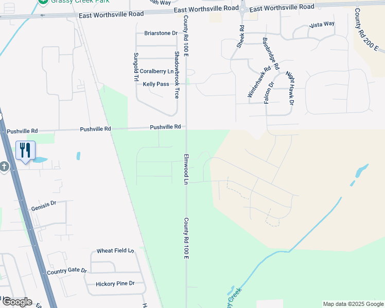 map of restaurants, bars, coffee shops, grocery stores, and more near 2867 South Emerson Avenue in Greenwood