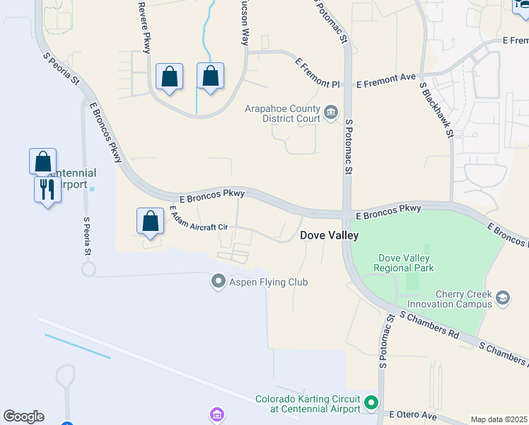 map of restaurants, bars, coffee shops, grocery stores, and more near 13303 East Adam Aircraft Circle in Englewood