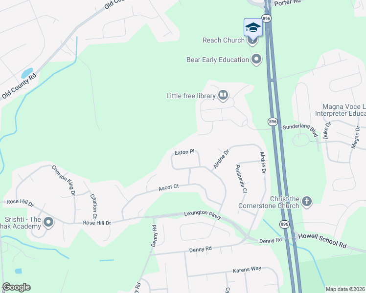 map of restaurants, bars, coffee shops, grocery stores, and more near 50 Eaton Place in Bear