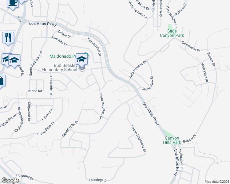 map of restaurants, bars, coffee shops, grocery stores, and more near 2255 Los Altos Parkway in Sparks