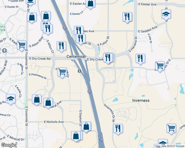 map of restaurants, bars, coffee shops, grocery stores, and more near in Arapahoe County