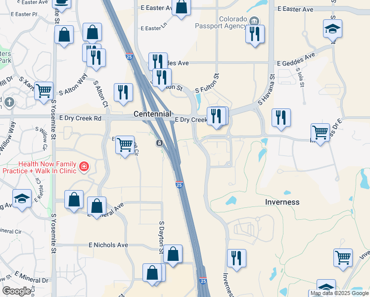 map of restaurants, bars, coffee shops, grocery stores, and more near in Arapahoe County