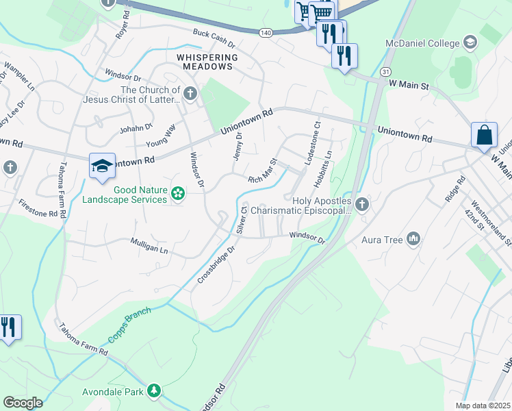 map of restaurants, bars, coffee shops, grocery stores, and more near 442 Palmer Terrace in Westminster