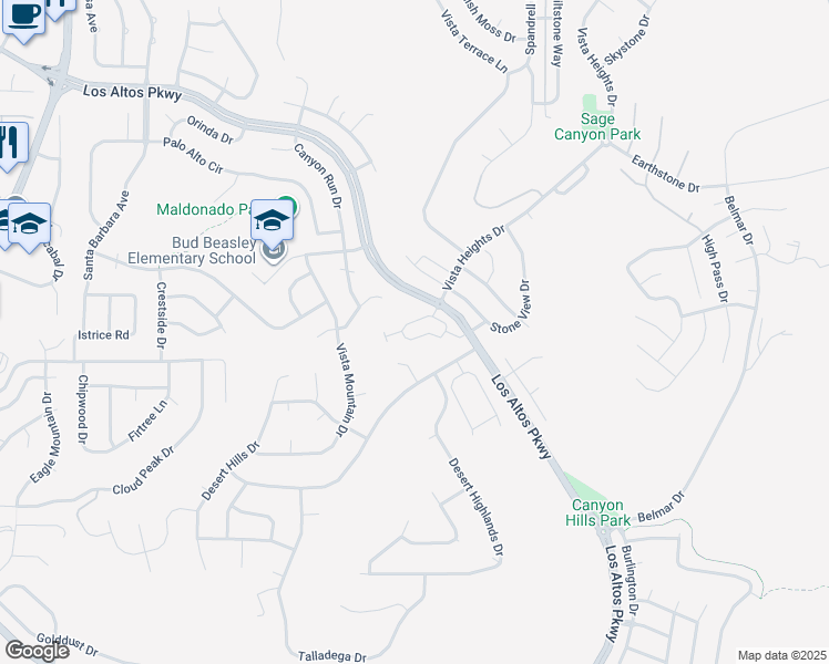 map of restaurants, bars, coffee shops, grocery stores, and more near 2255 Los Altos Parkway in Sparks