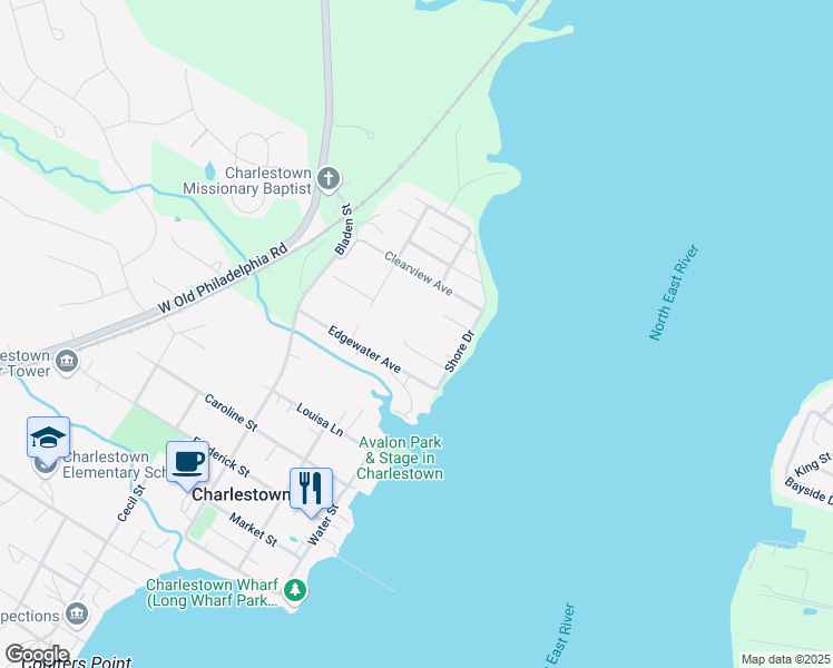 map of restaurants, bars, coffee shops, grocery stores, and more near 7 Kline Avenue in North East