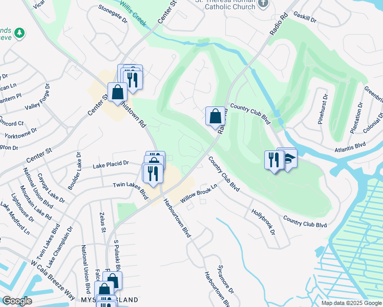 map of restaurants, bars, coffee shops, grocery stores, and more near 20 Pin Oak Lane in Little Egg Harbor Township