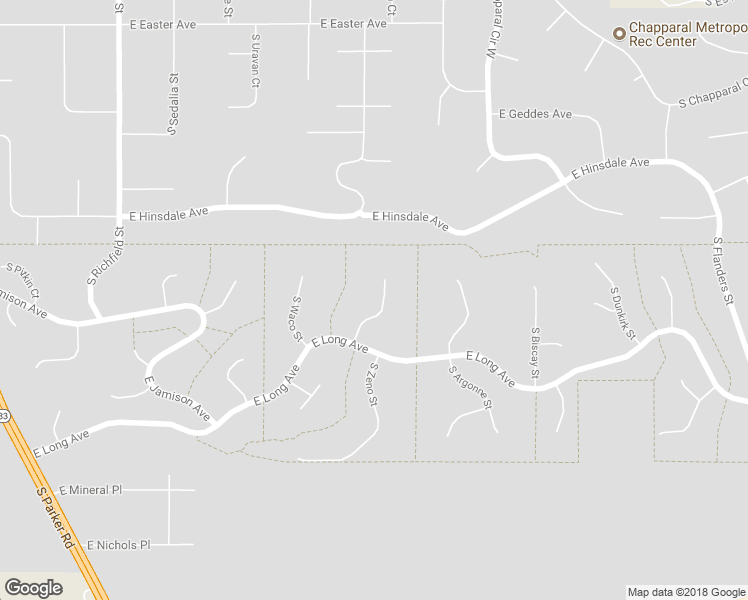 map of restaurants, bars, coffee shops, grocery stores, and more near 7625 South Yampa Street in Centennial