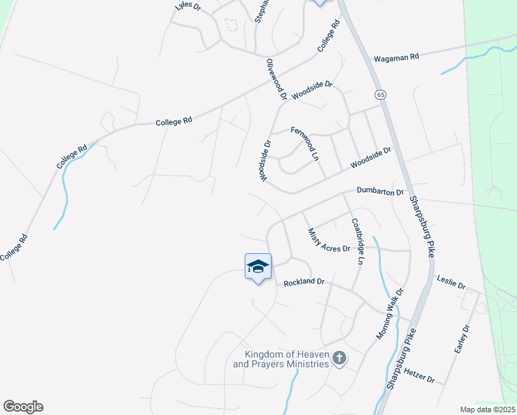 map of restaurants, bars, coffee shops, grocery stores, and more near 9618 Ashbury Circle in Hagerstown