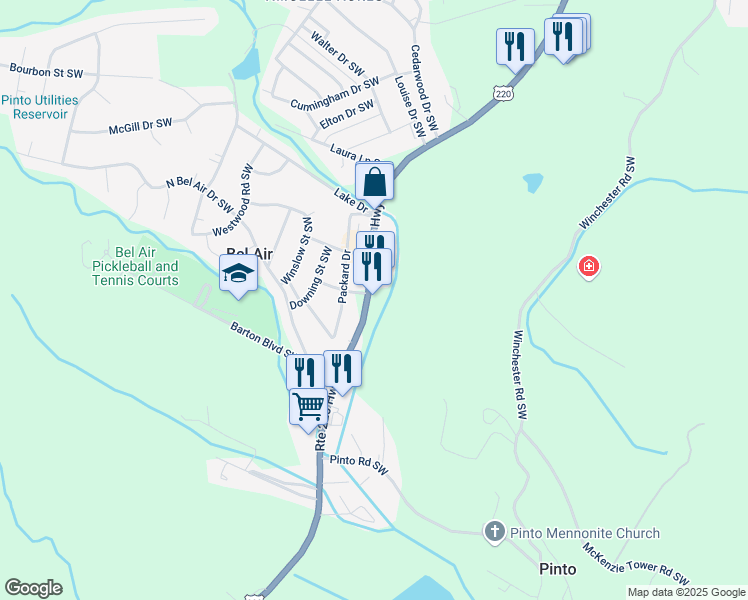 map of restaurants, bars, coffee shops, grocery stores, and more near 15808 McMullen Highway Southwest in Cumberland