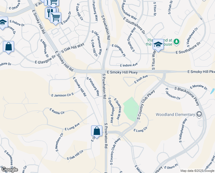 map of restaurants, bars, coffee shops, grocery stores, and more near 7581 South Queensburg Way in Aurora