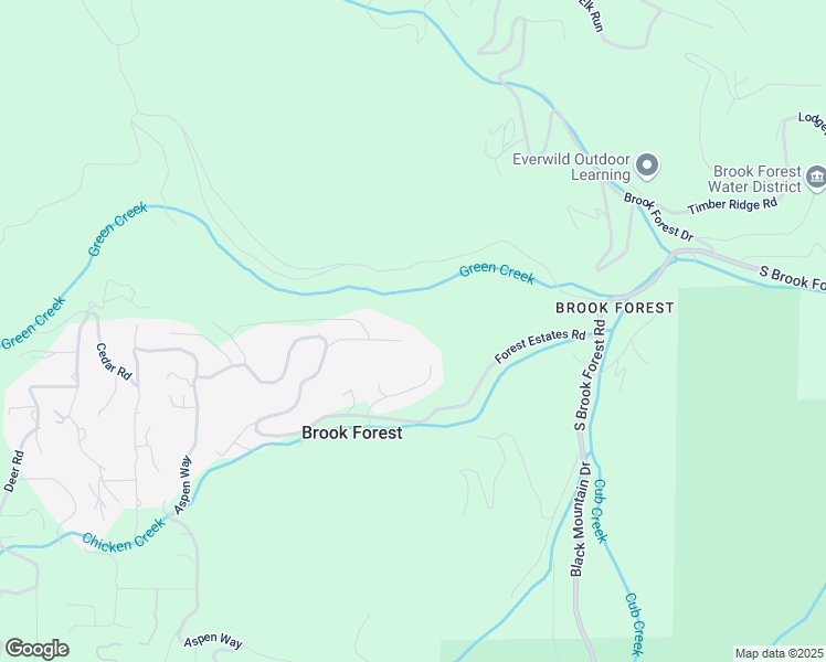 map of restaurants, bars, coffee shops, grocery stores, and more near 34211 Piny Point in Evergreen