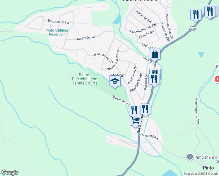 map of restaurants, bars, coffee shops, grocery stores, and more near 14401 Barton Boulevard Southwest in Cumberland