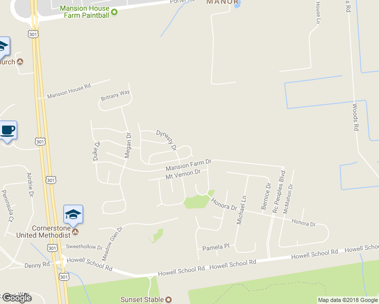 map of restaurants, bars, coffee shops, grocery stores, and more near 20 Mystic Drive in Bear