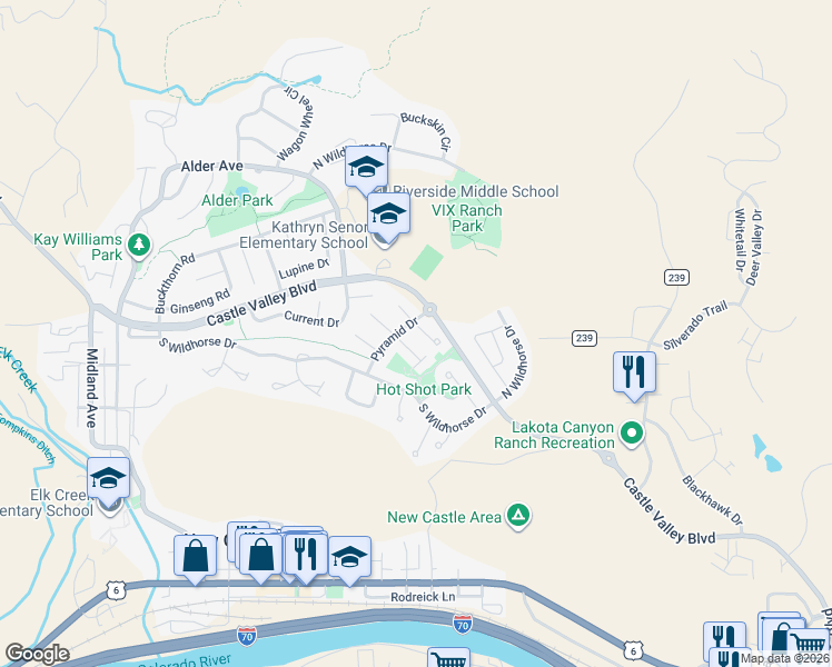 map of restaurants, bars, coffee shops, grocery stores, and more near 123 East Cathedral Court in New Castle