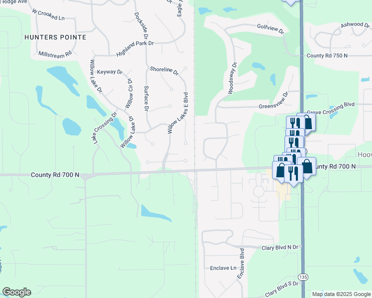 map of restaurants, bars, coffee shops, grocery stores, and more near 2575 Baywood Ct in Greenwood