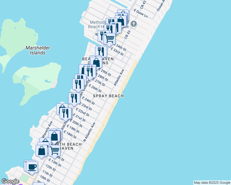 map of restaurants, bars, coffee shops, grocery stores, and more near 210 East 27th Street in Long Beach