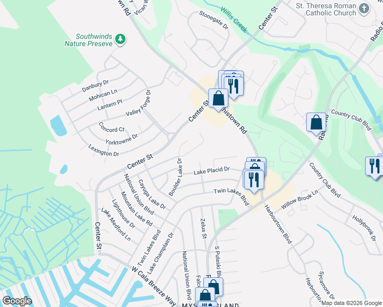 map of restaurants, bars, coffee shops, grocery stores, and more near 308 Lake Crystalbrook Drive in Little Egg Harbor Township