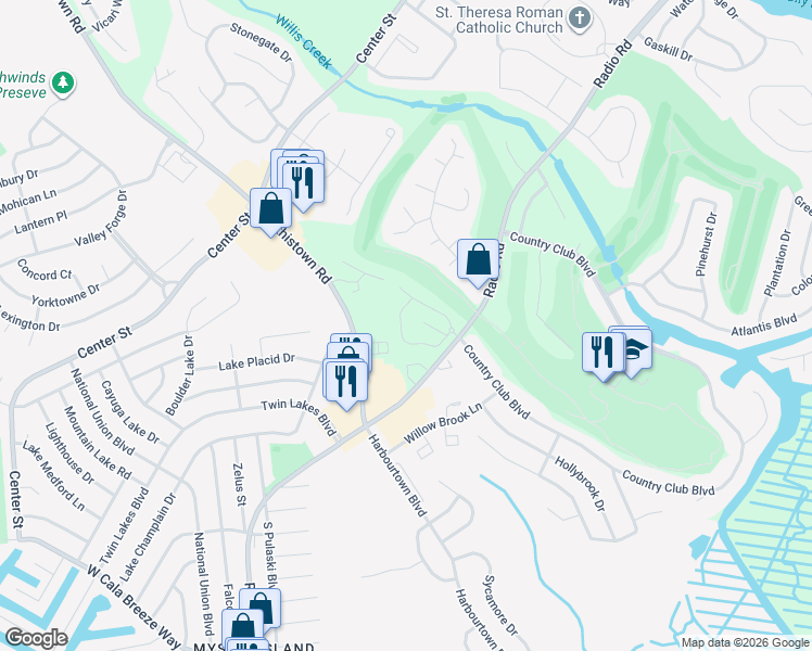 map of restaurants, bars, coffee shops, grocery stores, and more near 96 Pin Oak Lane in Little Egg Harbor Township