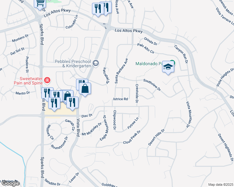 map of restaurants, bars, coffee shops, grocery stores, and more near 4818 Santa Barbara Avenue in Sparks