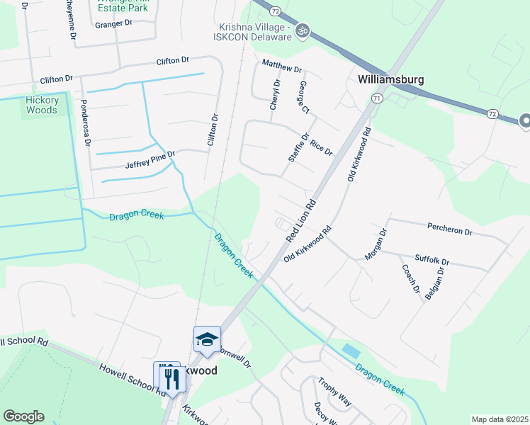 map of restaurants, bars, coffee shops, grocery stores, and more near 2109 Red Lion Road in Bear
