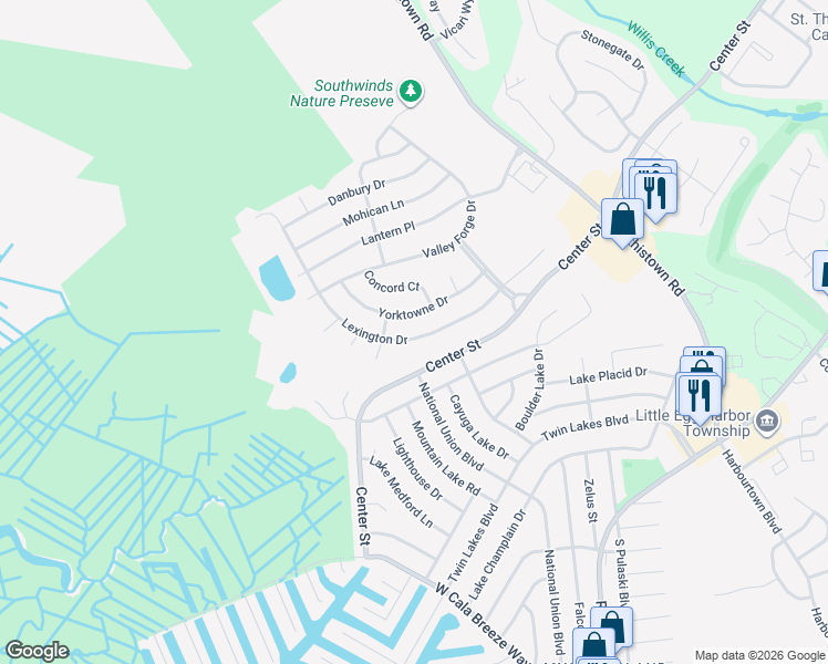 map of restaurants, bars, coffee shops, grocery stores, and more near 244 Lexington Dr in Little Egg Harbor Township