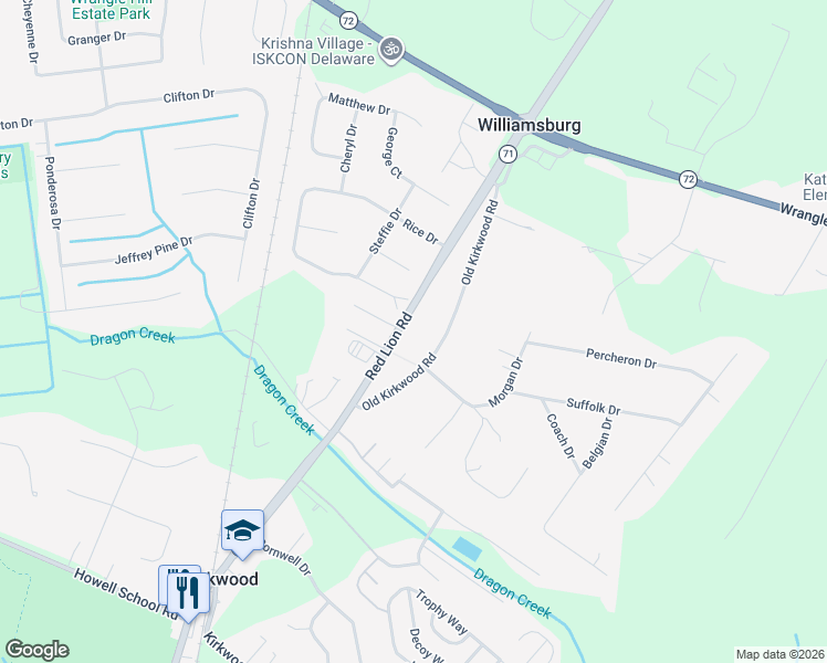 map of restaurants, bars, coffee shops, grocery stores, and more near 2096 Red Lion Road in Bear