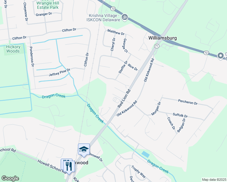 map of restaurants, bars, coffee shops, grocery stores, and more near 2109 Red Lion Road in Bear