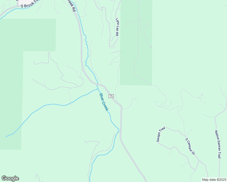map of restaurants, bars, coffee shops, grocery stores, and more near 7509-7551 South Blue Creek Road in Evergreen