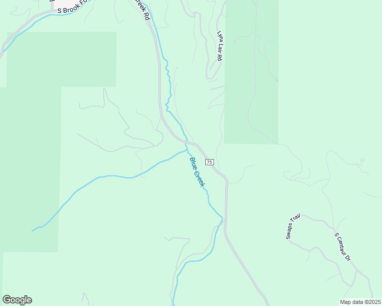 map of restaurants, bars, coffee shops, grocery stores, and more near 7509 South Blue Creek Road in Evergreen