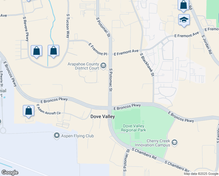 map of restaurants, bars, coffee shops, grocery stores, and more near 7305 South Potomac Street in Centennial