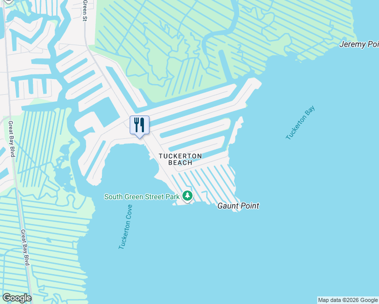 map of restaurants, bars, coffee shops, grocery stores, and more near Curlew Road in Tuckerton